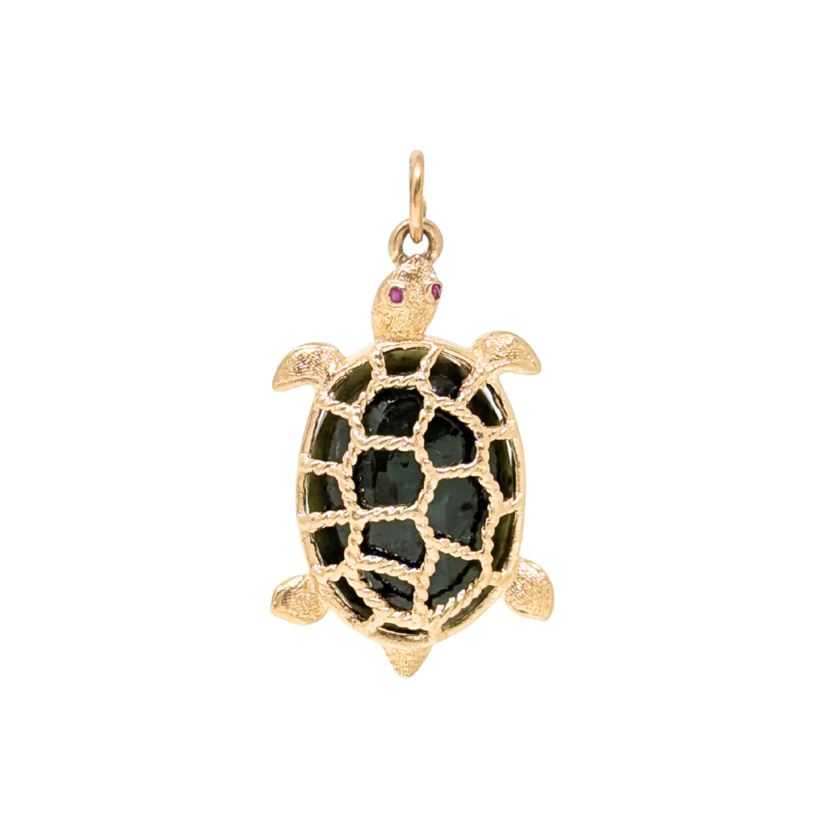 14K Gold Jade Turtle Pendant/Charm
