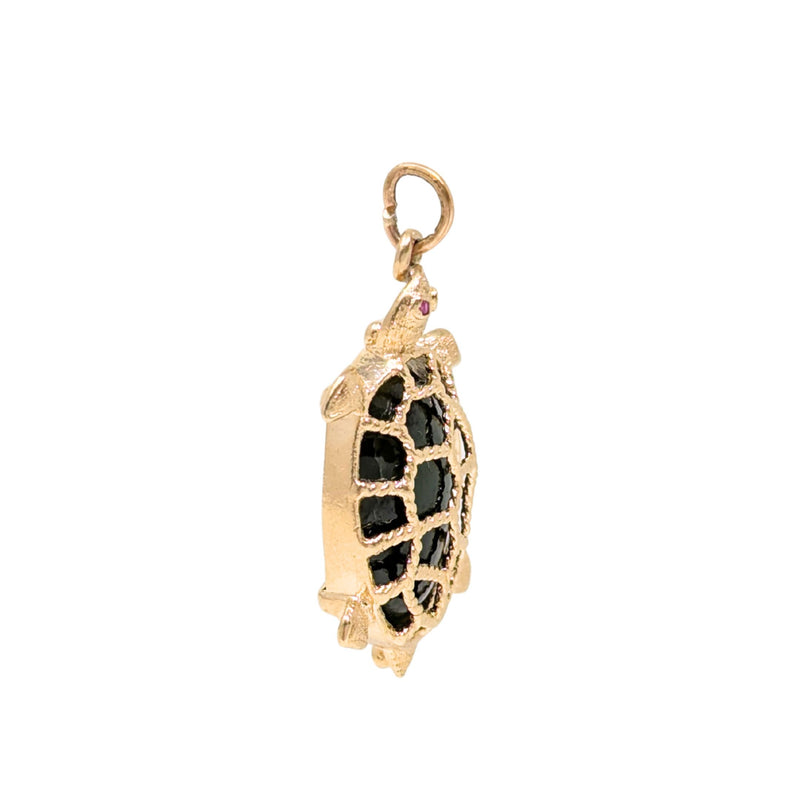 14K Gold Jade Turtle Pendant/Charm