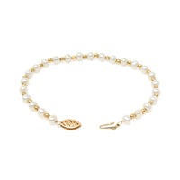 Vintage 14K Gold Bead & Pearl 7 1/4” Bracelet
