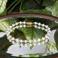 Vintage 14K Gold Bead & Pearl 7 1/4” Bracelet