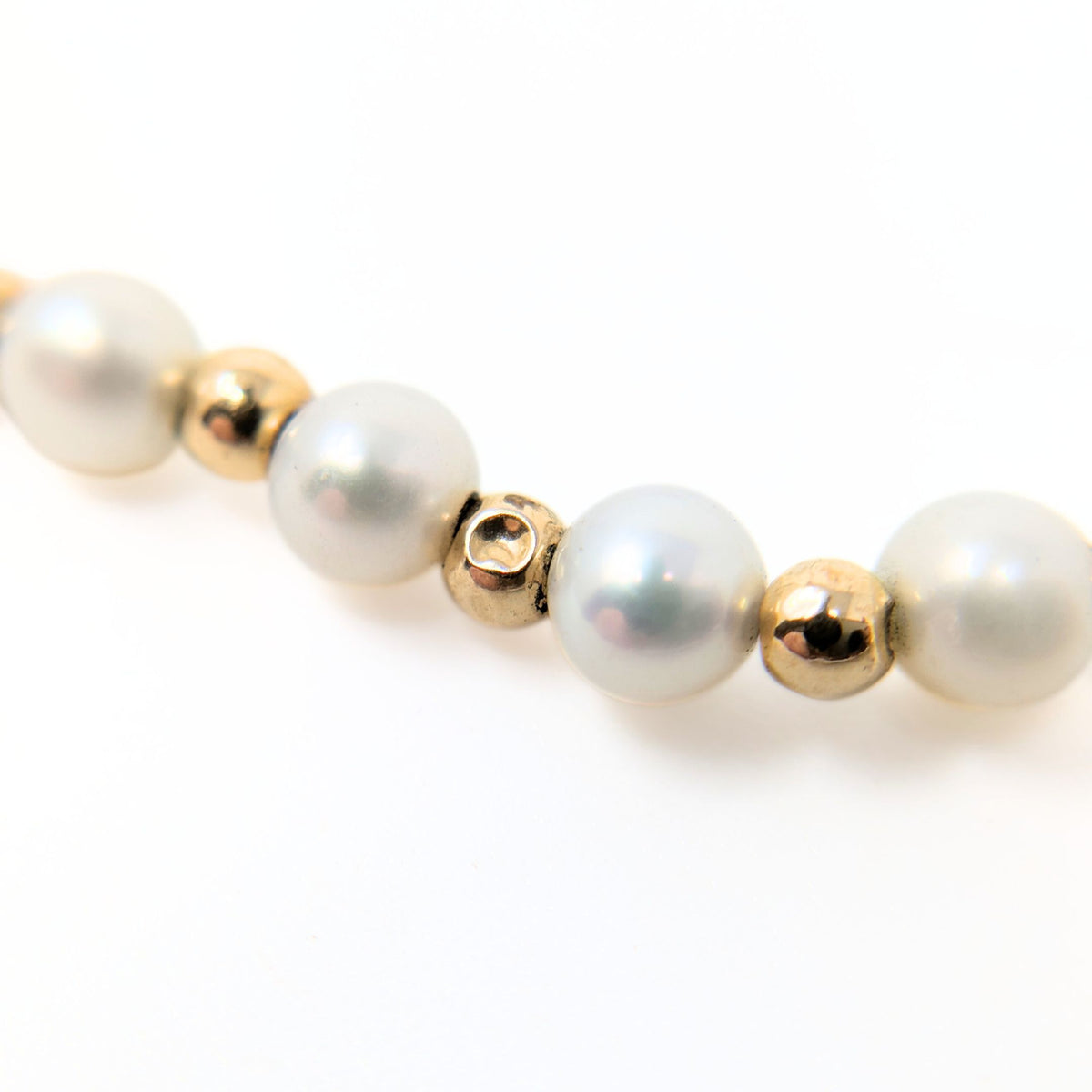 Vintage 14K Gold Bead & Pearl 7 1/4” Bracelet