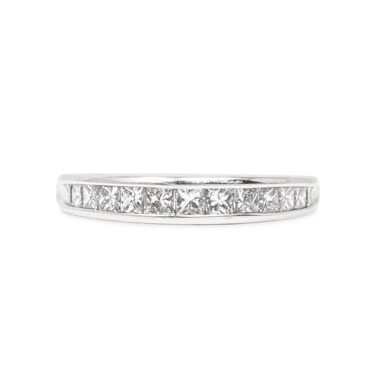 14K White Gold Princess Cut Diamond Anniversary Band - Size 6.25