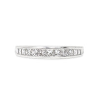 14K White Gold Princess Cut Diamond Anniversary Band - Size 6.25