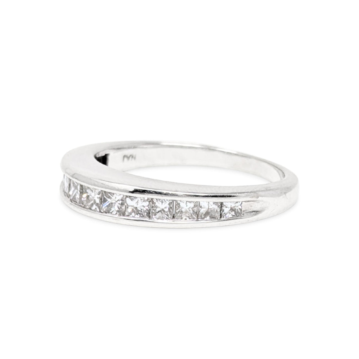 14K White Gold Princess Cut Diamond Anniversary Band - Size 6.25