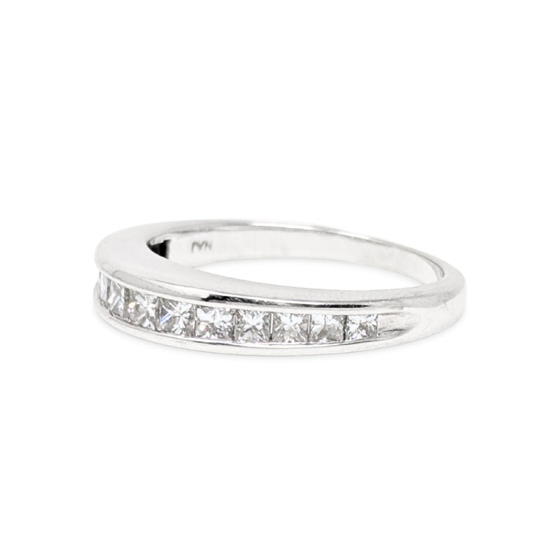14K White Gold Princess Cut Diamond Anniversary Band - Size 6.25
