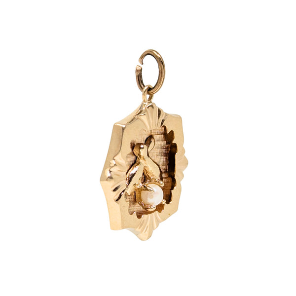 14K Gold & Pearl 1950’s Bowling Pendant/Charm
