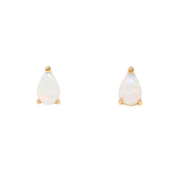 14K Gold Pear Cut Fire Opal Stud Earrings