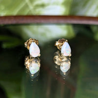 14K Gold Pear Cut Fire Opal Stud Earrings