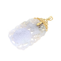 13K Gold Vintage Carved Lavender Jadeite Pendant