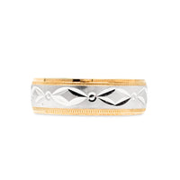 10K Two-Tone Gold Diamond Cut 6mm Wedding Band - Size 7.75