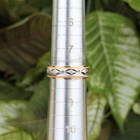 10K Two-Tone Gold Diamond Cut 6mm Wedding Band - Size 7.75