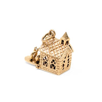 9K Gold & White Sapphire Chapel W/ Wedding Ring Set Charm