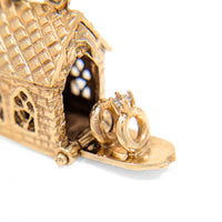 9K Gold & White Sapphire Chapel W/ Wedding Ring Set Charm