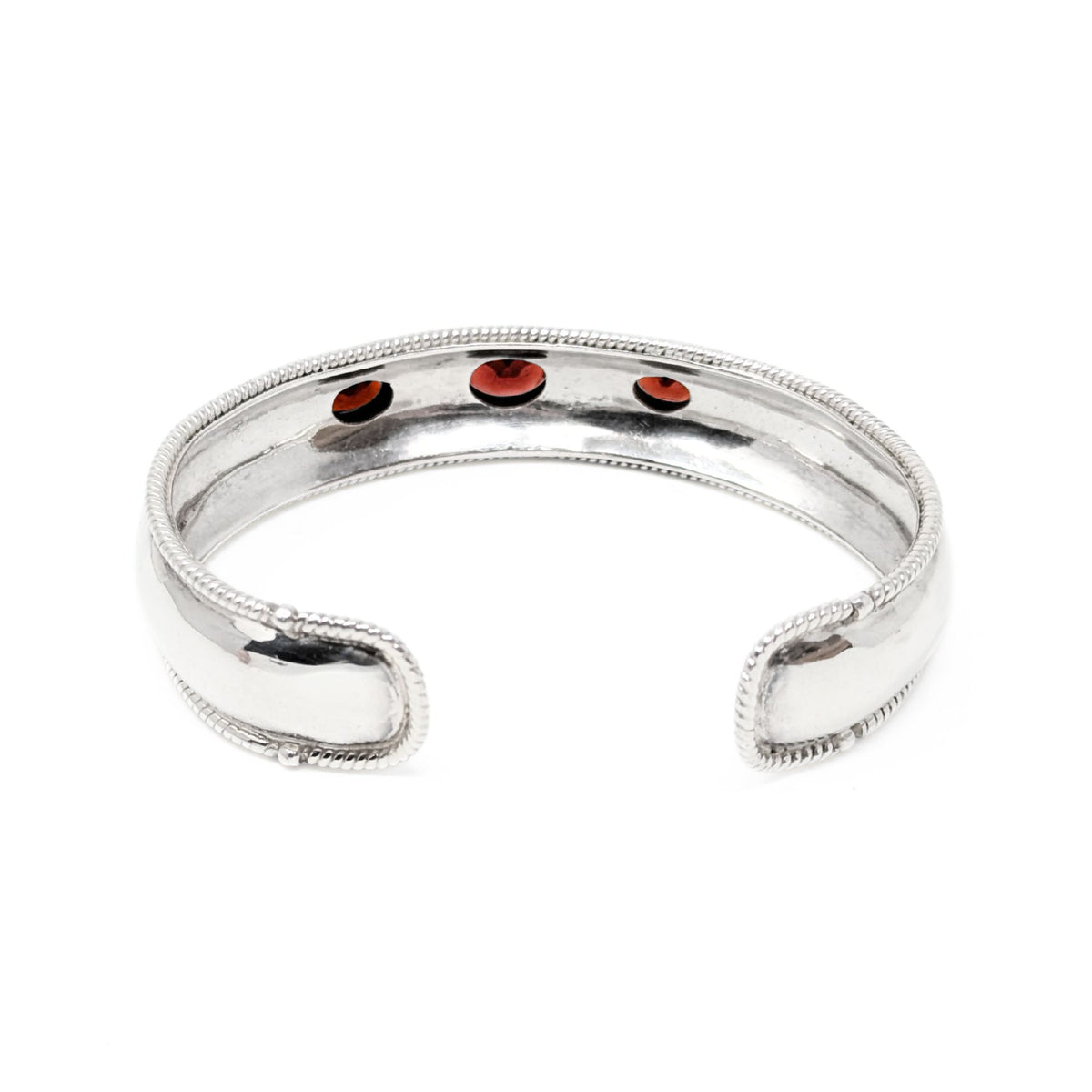 Vintage Sterling Silver Garnet Cuff Bracelet