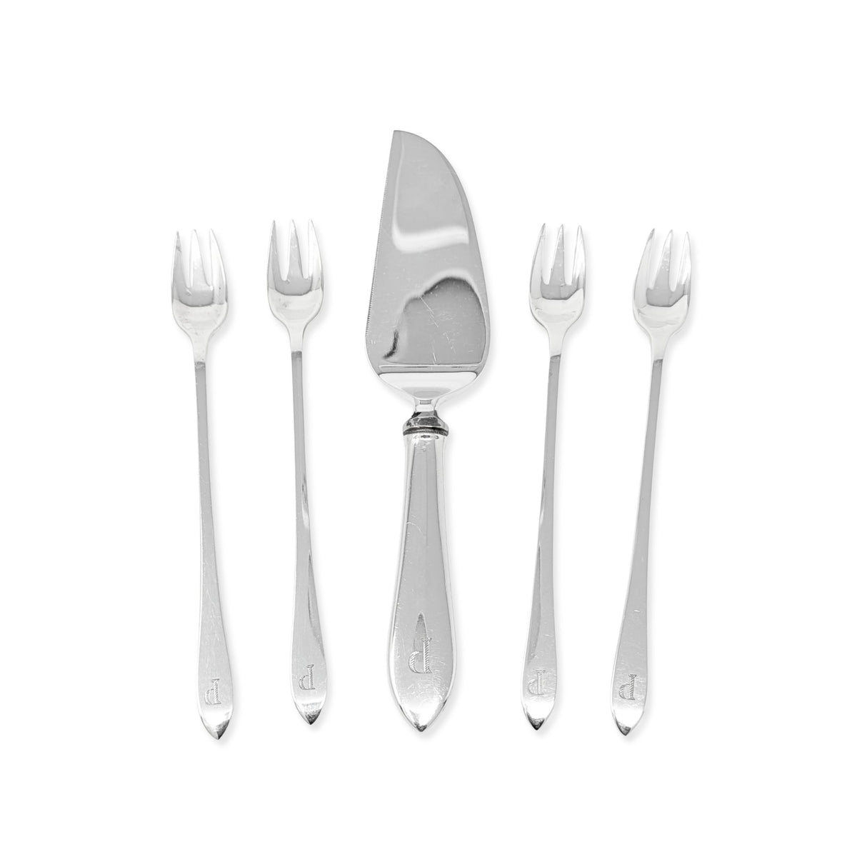 Tiffany & Co. Sterling "Queen Anne" 5pc Hors D'Oeuvres Set, "P" Monogram