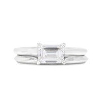 14K White Gold 0.6ct Emerald Cut Diamond Solitaire Engagement Set  - Size 6
