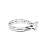 14K White Gold 0.6ct Emerald Cut Diamond Solitaire Engagement Set  - Size 6