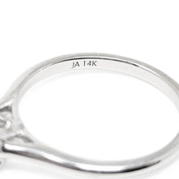 14K White Gold 0.6ct Emerald Cut Diamond Solitaire Engagement Set  - Size 6