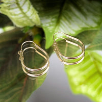 14K Gold Hollow Horseshoe Hoop Earrings