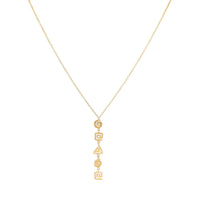 Italian 17K Gold Geometric Greek Key Drop Necklace