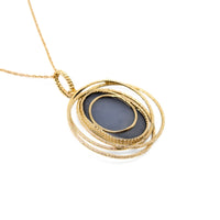 Italian 14K Gold Druzy Quartz Orbital Necklace