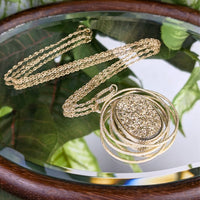 Italian 14K Gold Druzy Quartz Orbital Necklace