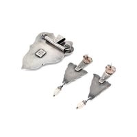 Elaine Rader 22K/.925 Abstract Druzy Pendant/Brooch & Earring Set