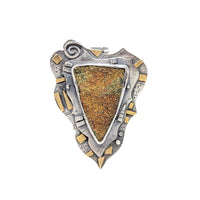 Elaine Rader 22K/.925 Abstract Druzy Pendant/Brooch & Earring Set