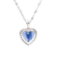 14K White Gold Heart-Shaped Blue Sapphire & Diamond Necklace