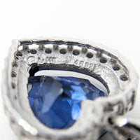 14K White Gold Heart-Shaped Blue Sapphire & Diamond Necklace