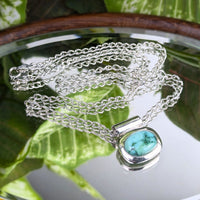 Italian Sterling & Blue/Green Turquoise 18” Necklace