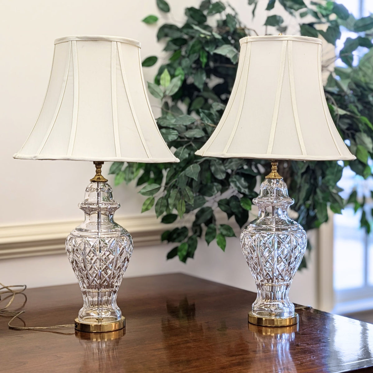 Waterford Crystal "Glengarriff" Pair of 28" Table Lamps