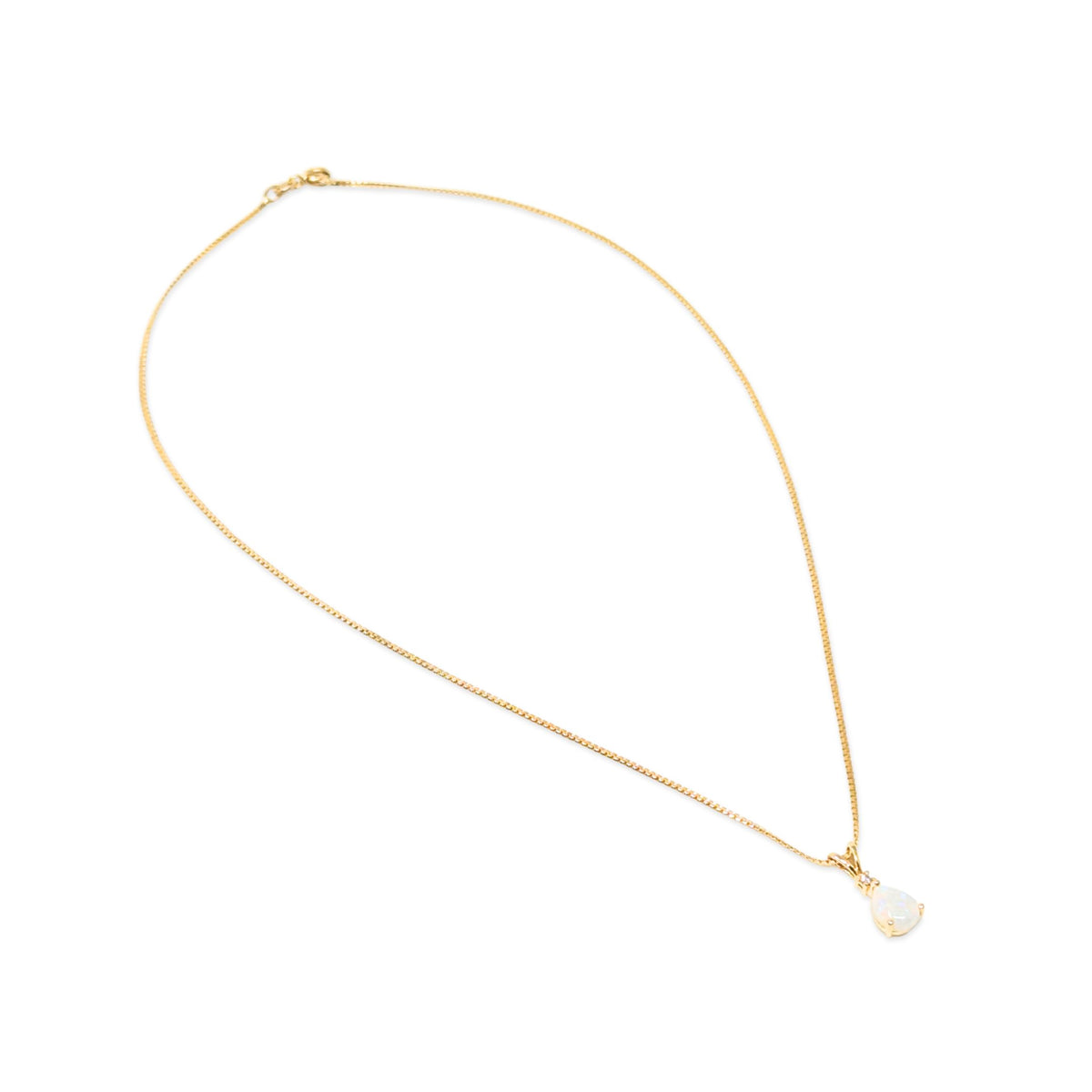 Italian 14K Gold 16” Opal & Diamond Necklace