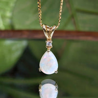 Italian 14K Gold 16” Opal & Diamond Necklace