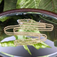 14K  Gold 1.9mm 20” Rope Chain Necklace