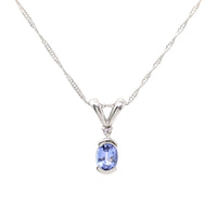 Platinum, Tanzanite, & Diamond 16” Pendant Necklace