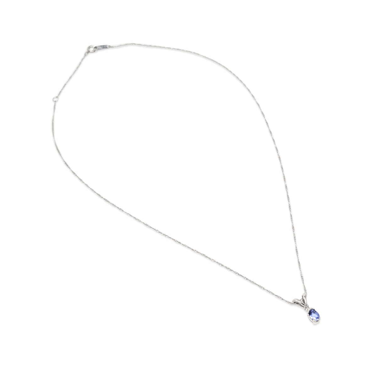 Platinum, Tanzanite, & Diamond 16” Pendant Necklace