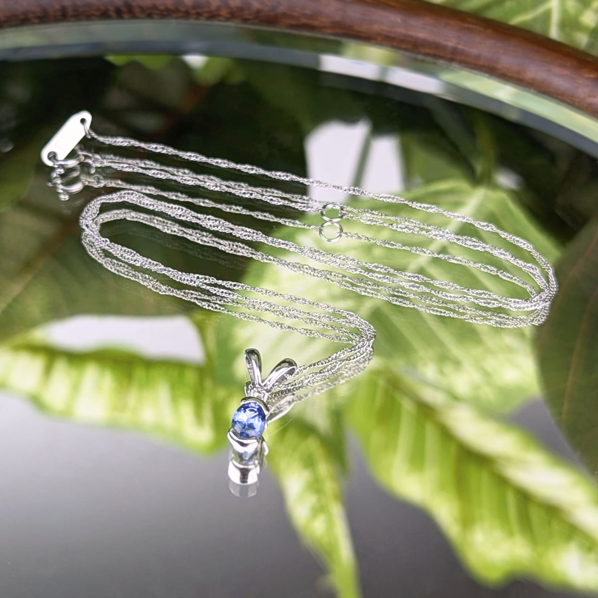 Platinum, Tanzanite, & Diamond 16” Pendant Necklace