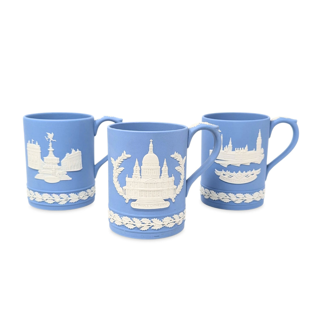 Wedgwood Blue Jasperware Christmas 1971, 1972, & 1974 Mugs (Set of 3)