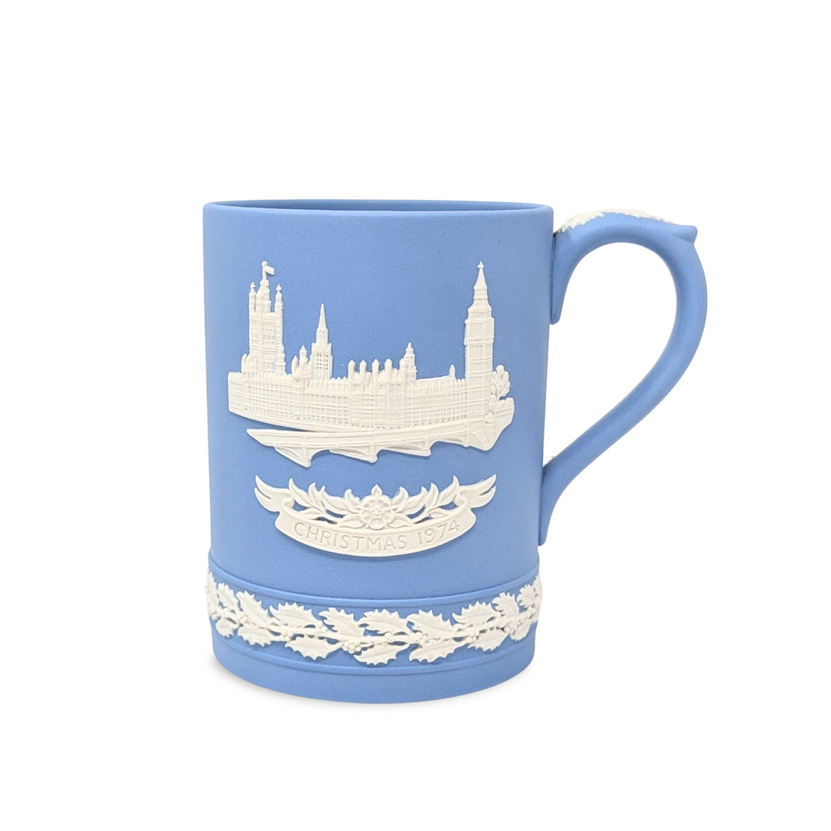 Wedgwood Blue Jasperware Christmas 1971, 1972, & 1974 Mugs (Set of 3)