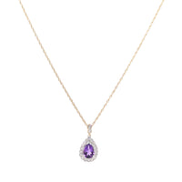 14K Two-Tone Gold 18” Purple Spinel & Diamond Pendant Necklace
