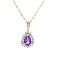 14K Two-Tone Gold 18” Purple Spinel & Diamond Pendant Necklace