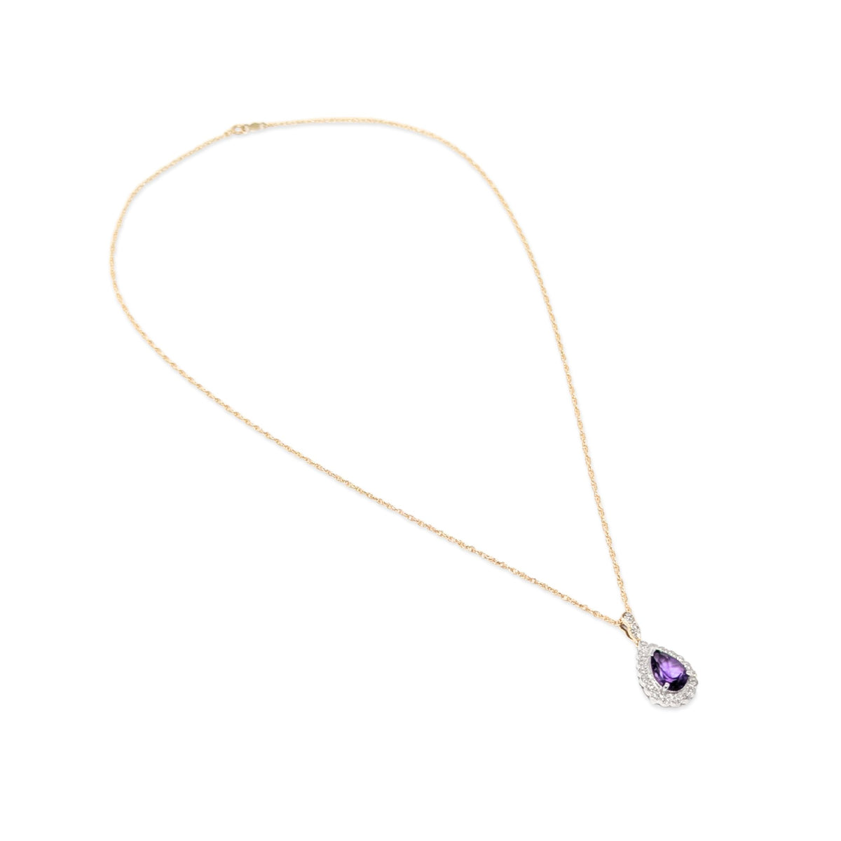 14K Two-Tone Gold 18” Purple Spinel & Diamond Pendant Necklace