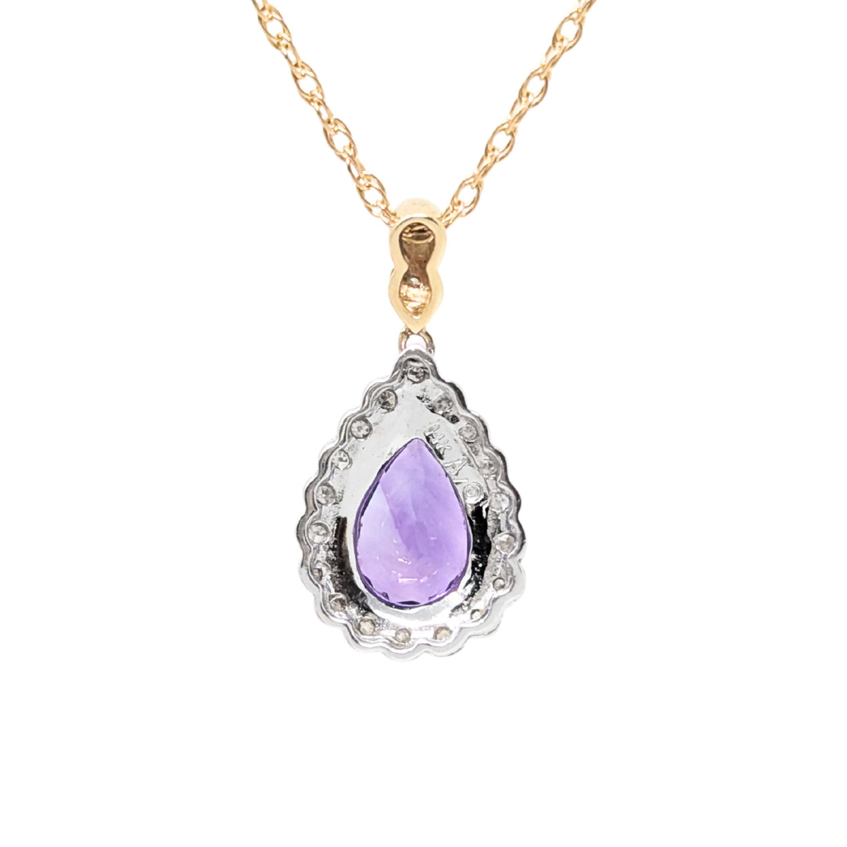 14K Two-Tone Gold 18” Purple Spinel & Diamond Pendant Necklace