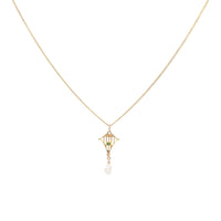 9K/14K Victorian Seed Pearl Pendant Necklace (15.5")