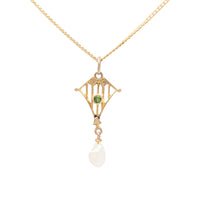 9K/14K Victorian Seed Pearl Pendant Necklace (15.5")