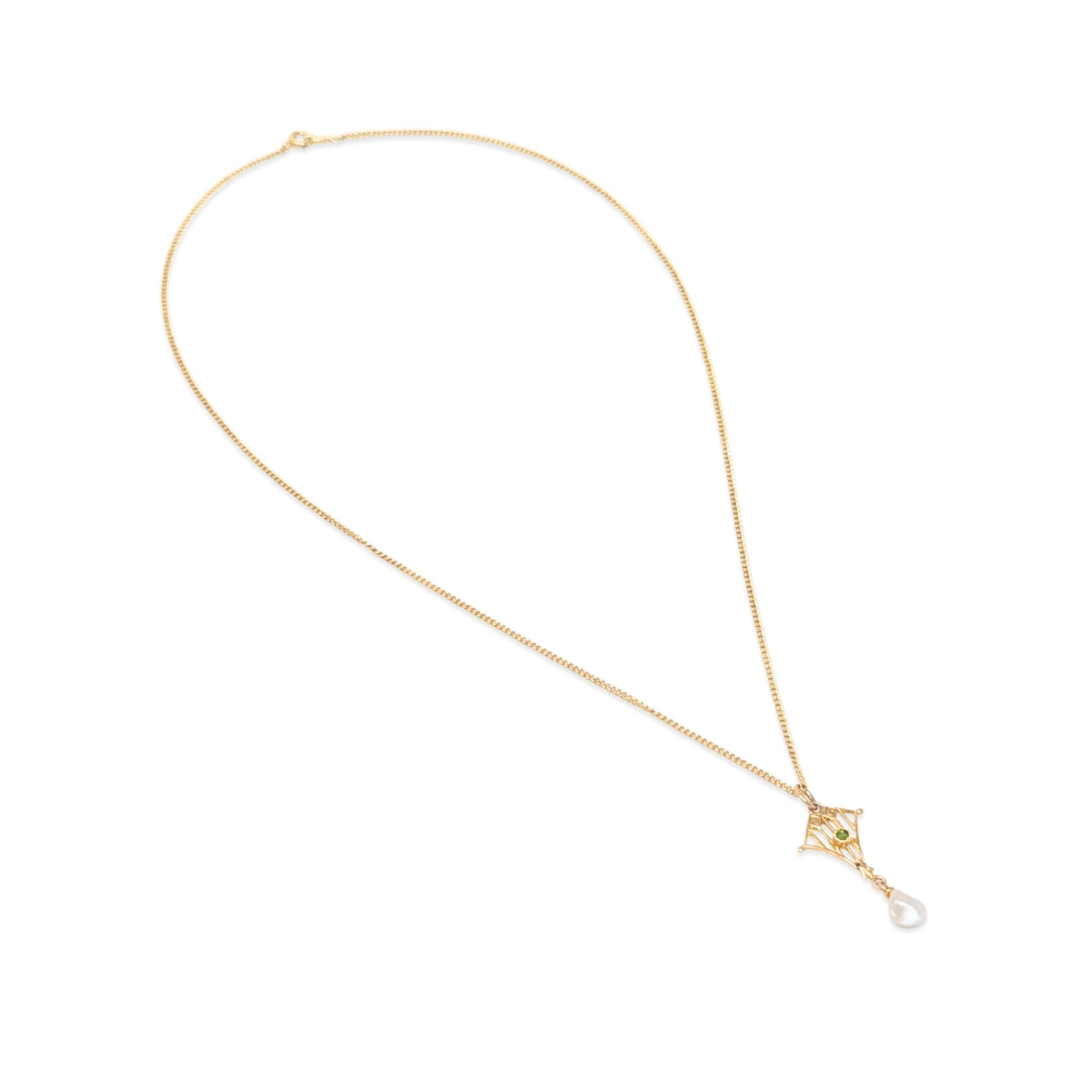 9K/14K Victorian Seed Pearl Pendant Necklace (15.5")