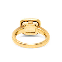 18K Gold Emerald Cut Yellow Spinel & Diamond Ring - Size 7.5