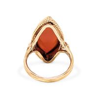 Vintage 13K Gold Red Carnelian Cabochon Ring - Size 5.25