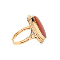 Vintage 13K Gold Red Carnelian Cabochon Ring - Size 5.25